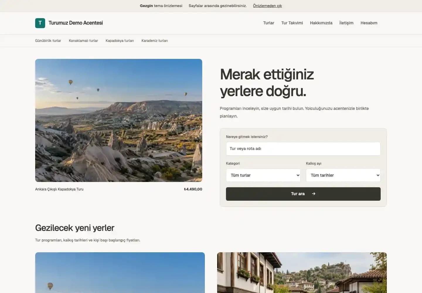 Gezgin temasının gerçek demo vitrini