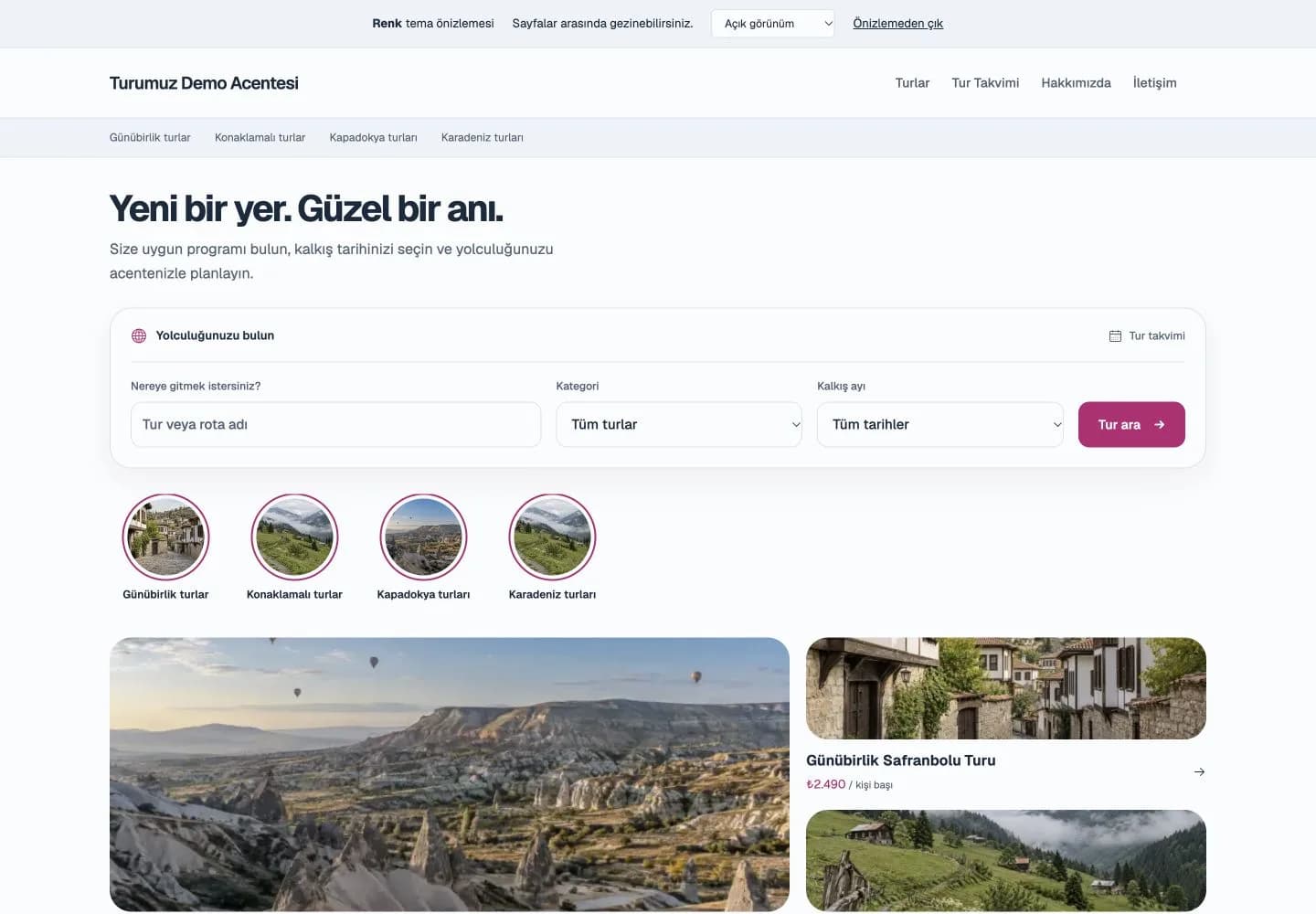 Renk temasının gerçek demo vitrini