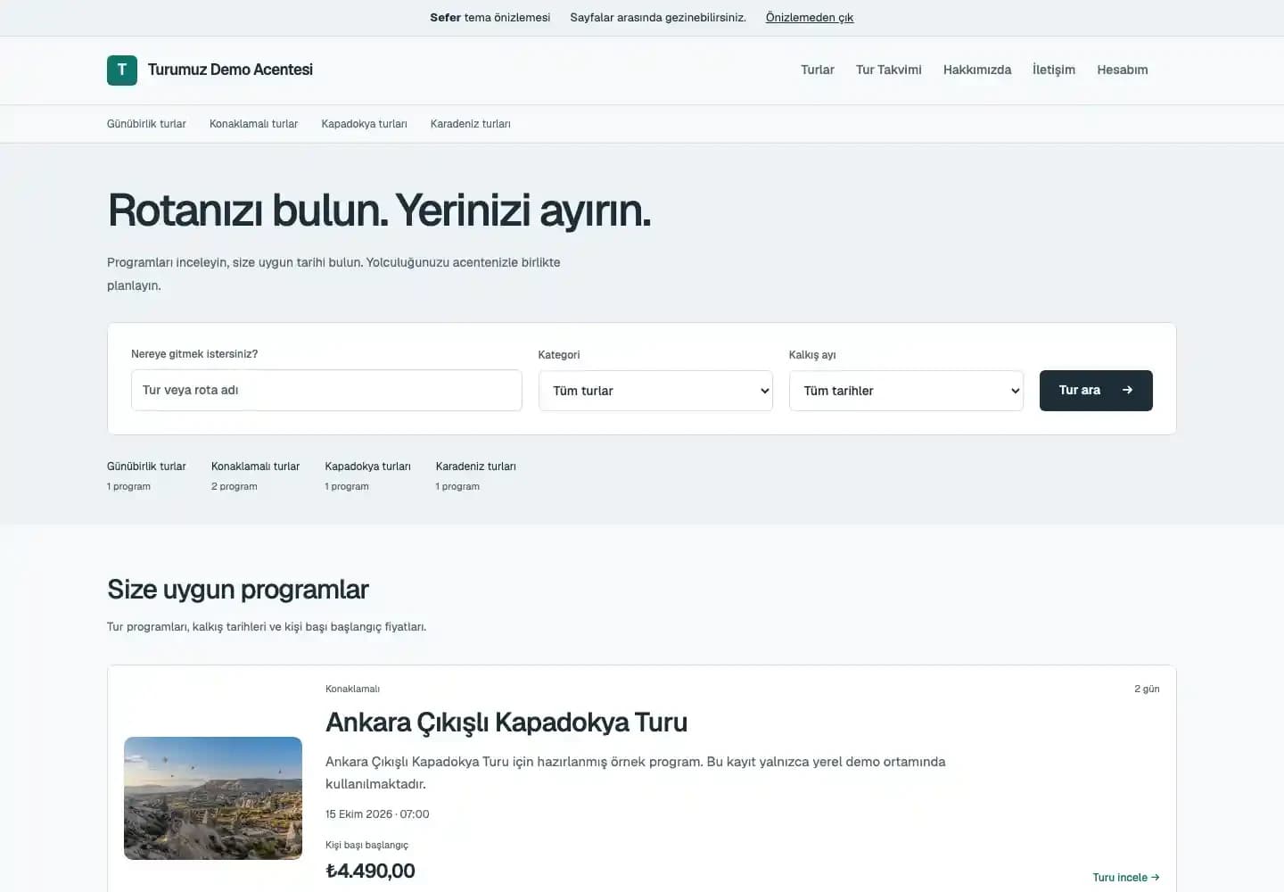 Sefer temasının gerçek demo vitrini