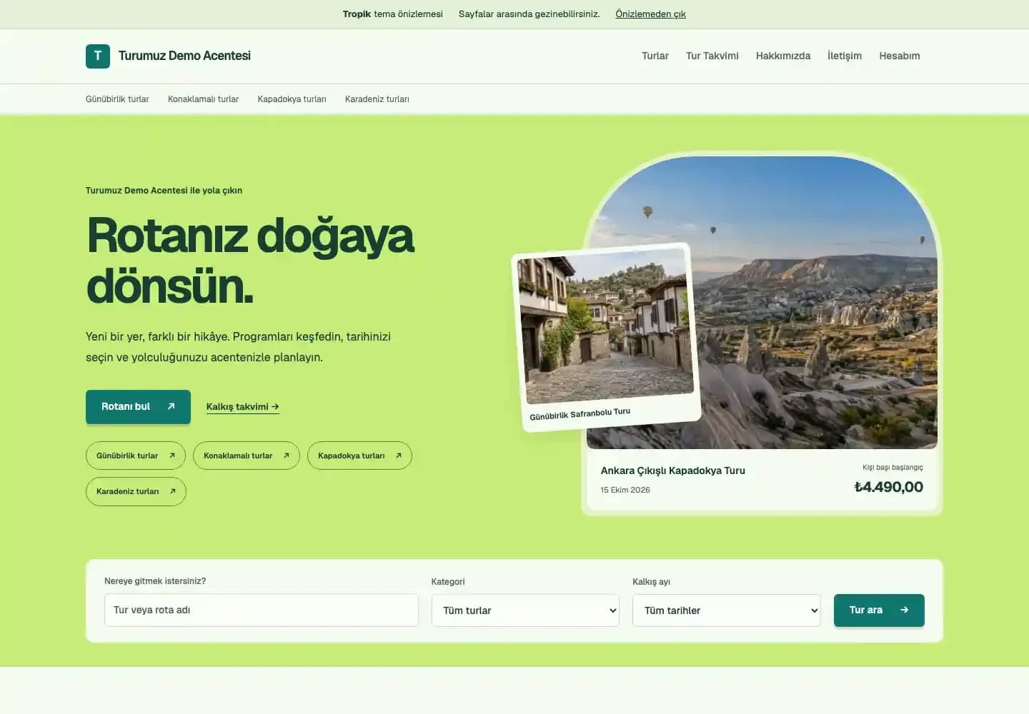Tropik temasının gerçek demo vitrini