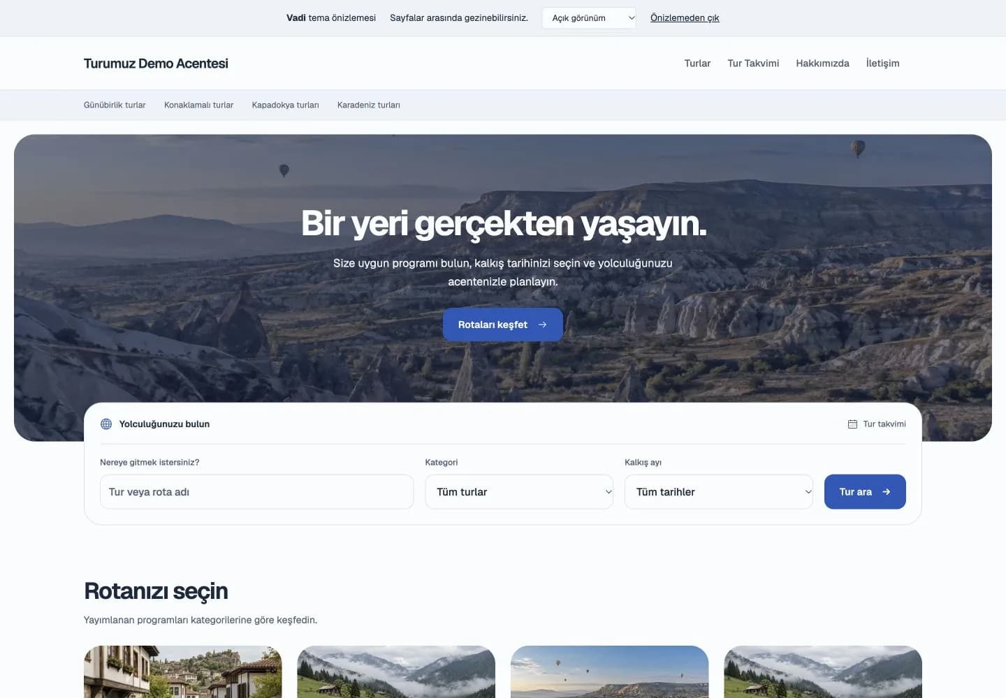 Vadi temasının gerçek demo vitrini